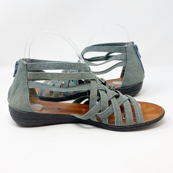 Urban Outfitters | Cooperative | Distressed Denim Strappy Sandal Size 8 - Picture 7 of 10